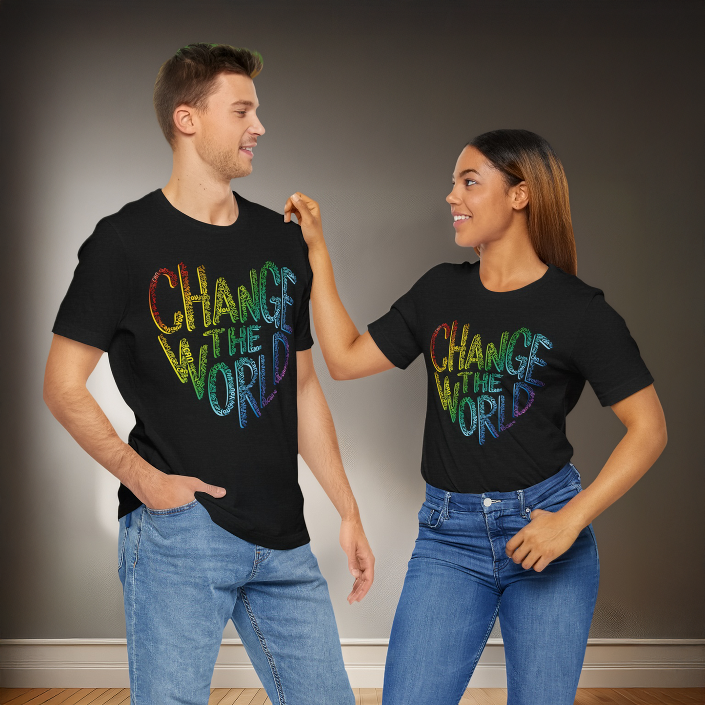 Change the World Heart Unisex Tee, Positive Inspiration Shirt for Earth Day, World Kindness - You Can Motivation Tshirt, Activism Apparel