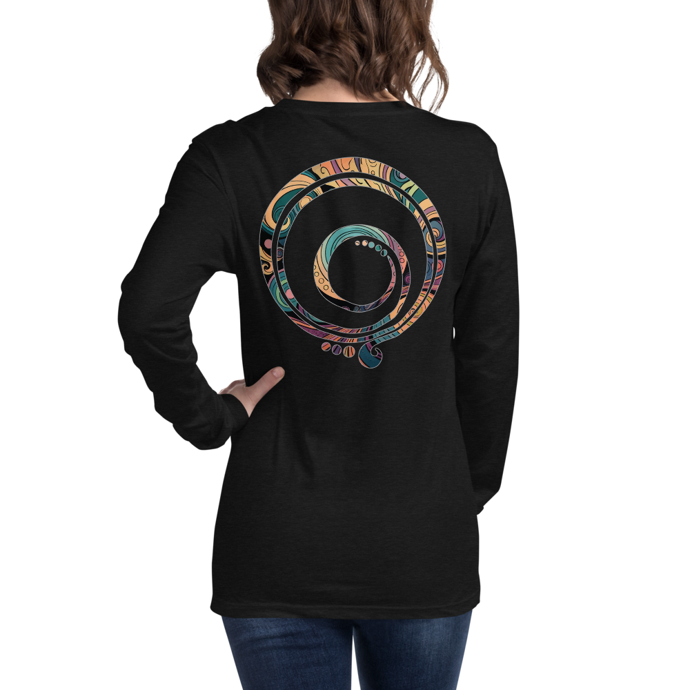 Long Sleeve Tee, Peace and Gratitude Symbol Shirt, Colorful Design, Unisex Jersey, Meditation Apparel, Mindfulness Clothing, Yoga Top