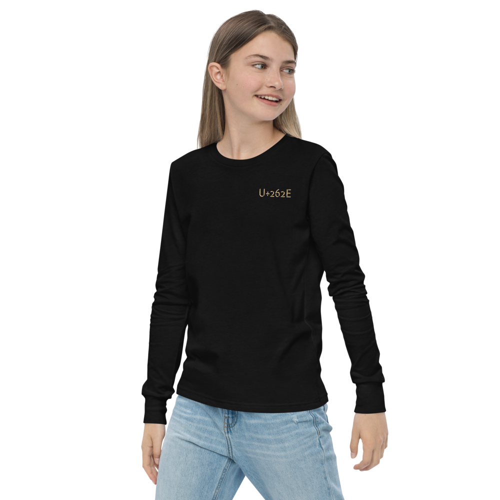 Long Sleeve Tee with Peace and Gratitude Symbols, Colorful Design, Youth Shirt, Kids Shirt, Peace Sign Shirt, Thankful Tee, Spiritual