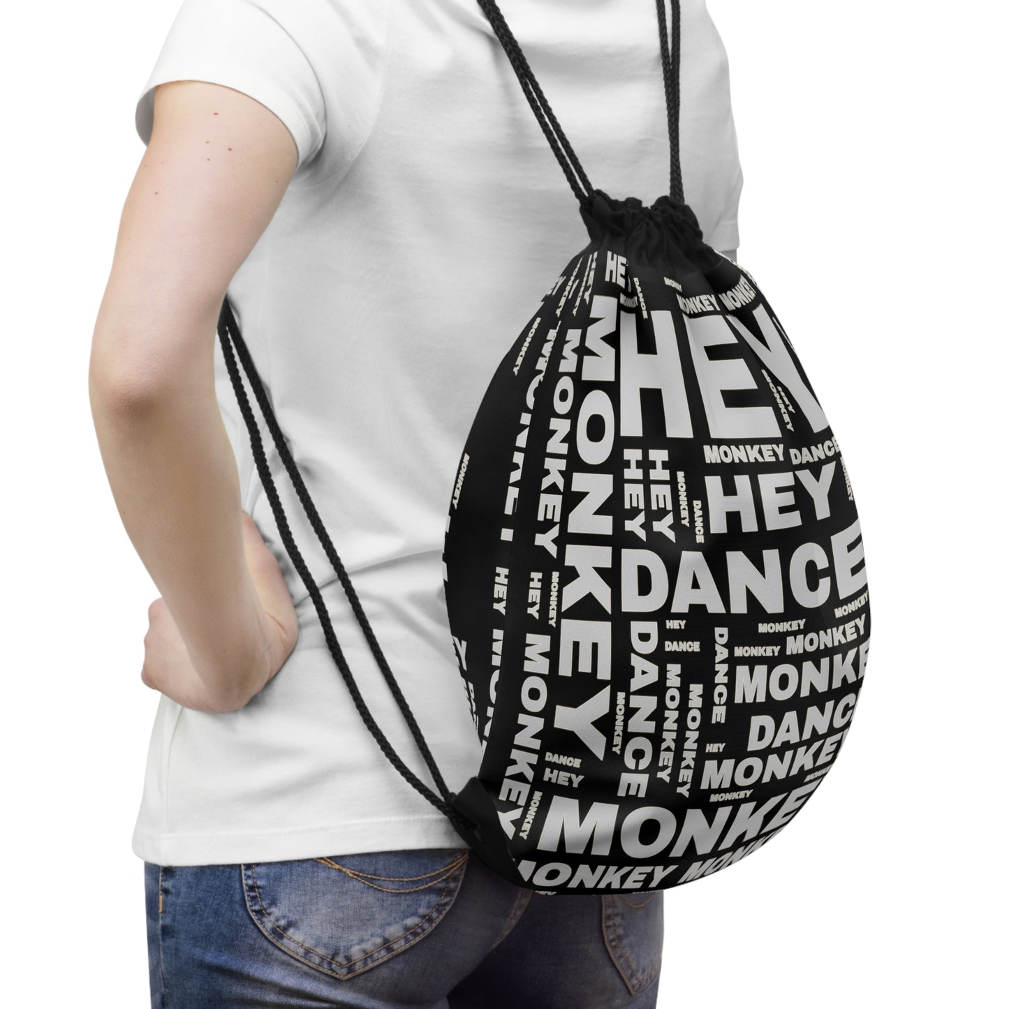 Hey Dance Monkey Premium Drawstring Bag, Reusable Gift Bag