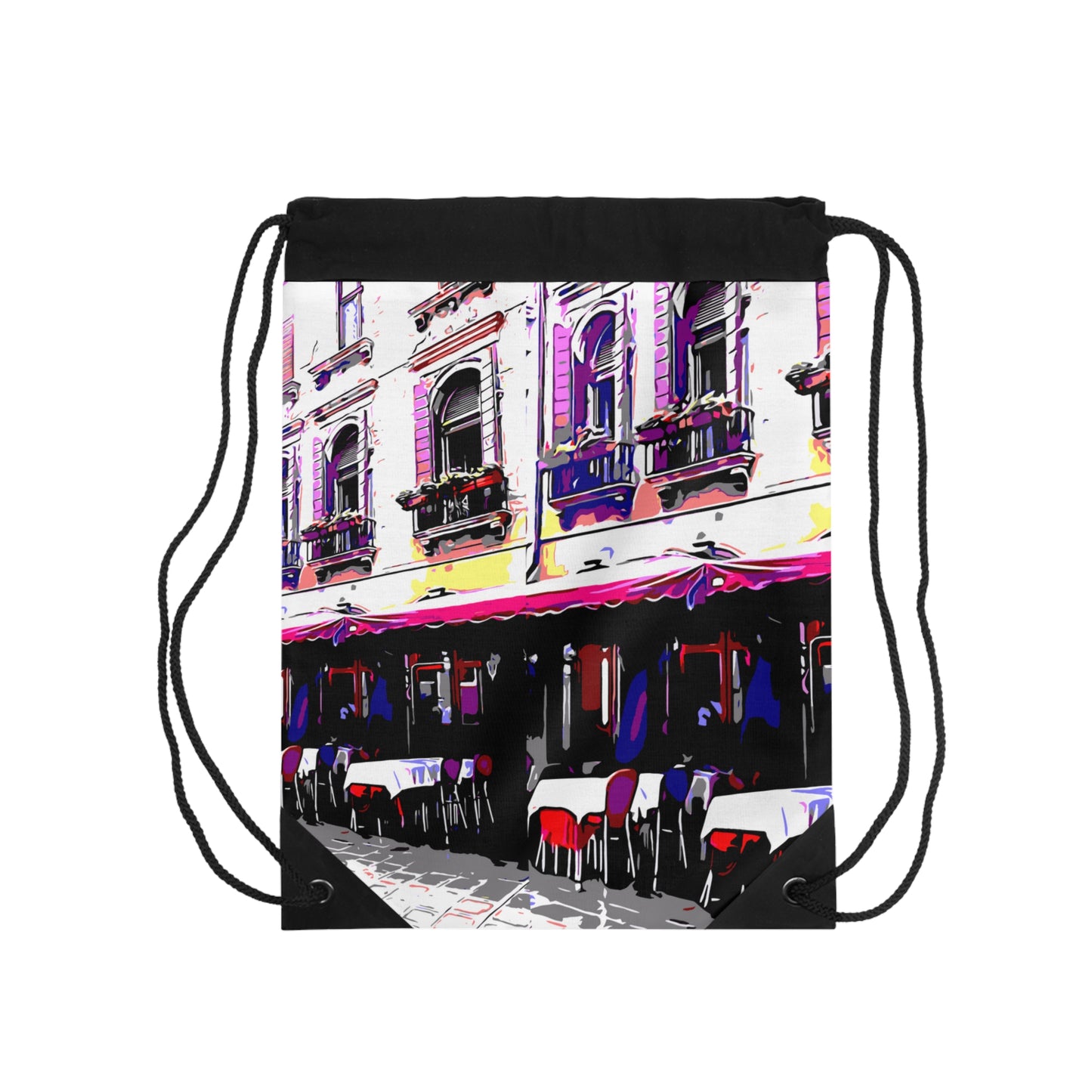 Venice Italy Café Premium Drawstring Bag, Reusable Gift