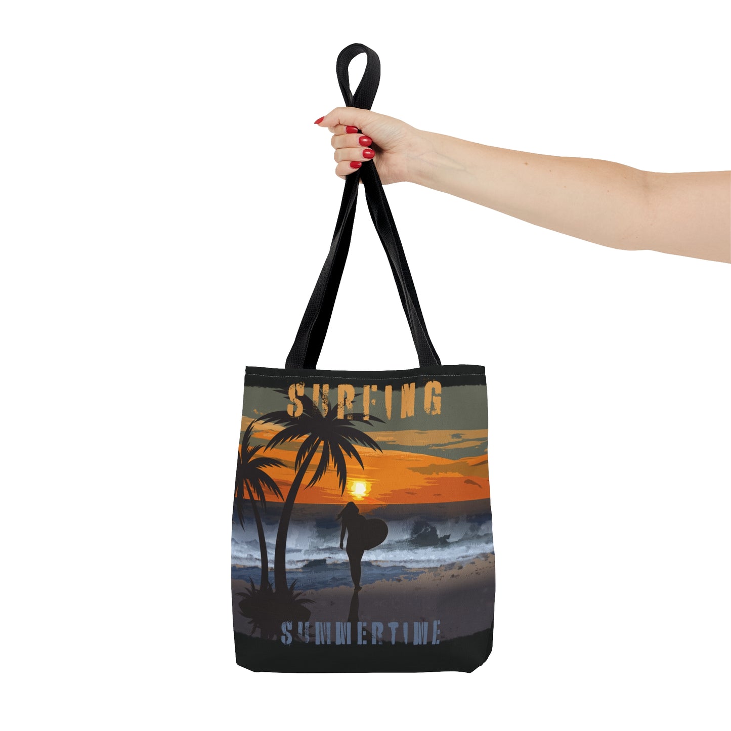 Surfing Summertime Tote Bag, Reusable Gift Bag, Summer Beach Vibes