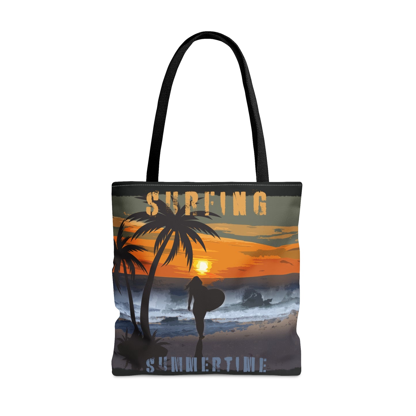 Surfing Summertime Tote Bag, Reusable Gift Bag, Summer Beach Vibes