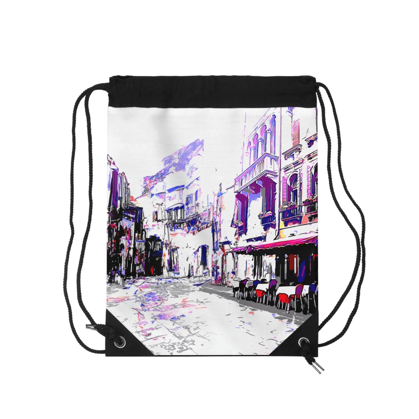 Venice Italy Café Premium Drawstring Bag, Reusable Gift