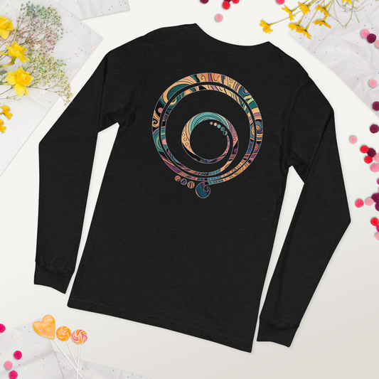 Long Sleeve Tee, Peace and Gratitude Symbol Shirt, Colorful Design, Unisex Jersey, Meditation Apparel, Mindfulness Clothing, Yoga Top