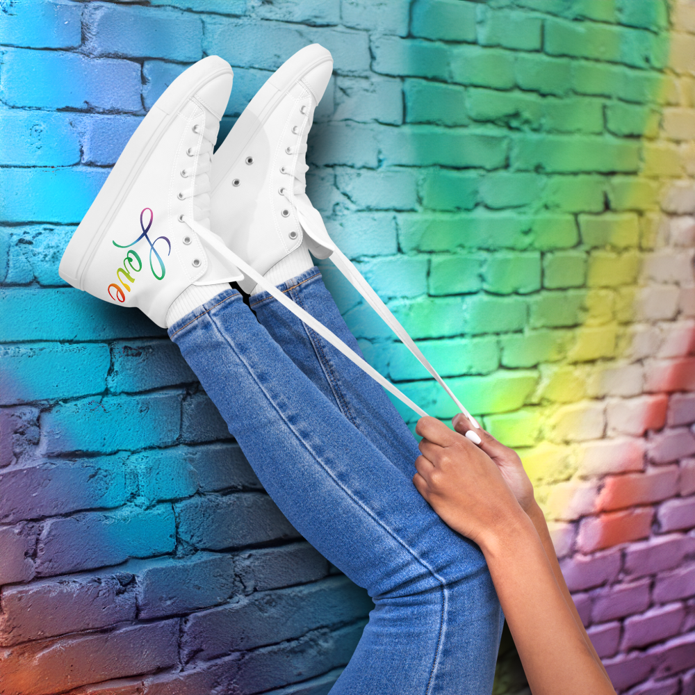 Rainbow Love LGBTQ+ Women’s high top canvas shoes