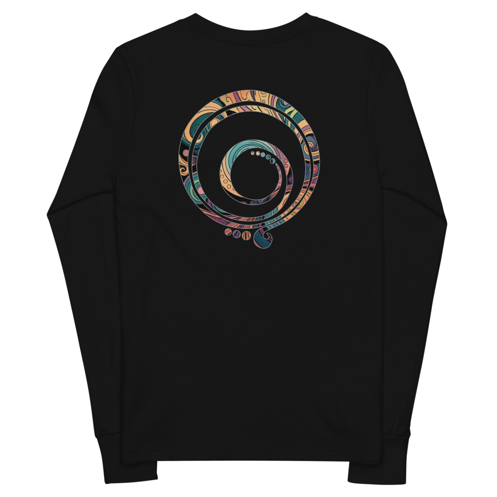 Long Sleeve Tee with Peace and Gratitude Symbols, Colorful Design, Youth Shirt, Kids Shirt, Peace Sign Shirt, Thankful Tee, Spiritual
